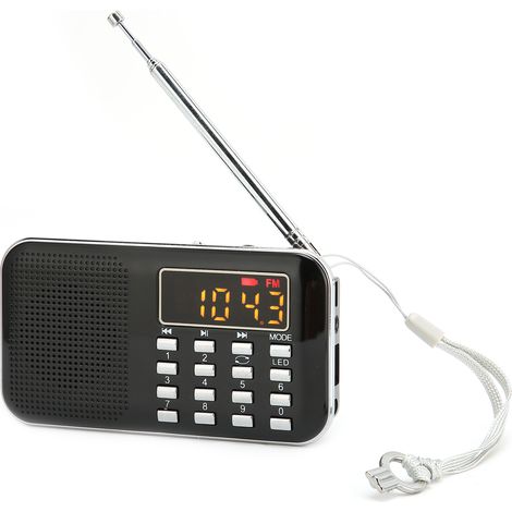 Radio numérique mini portable avec caisson de basses, lecteur MP3 et haut-parleur de basses pour seniors (noir) (1/5)