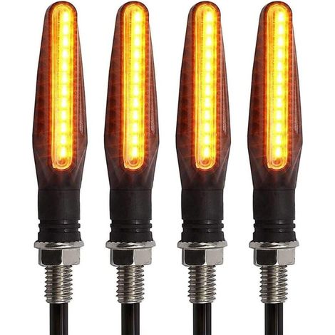 4Pcs Motorcycle 12 LED Turn Signal Indicators Amber Flashing Light Flowing Motorcycle Indicators Waterproof MUMU (1/4)
