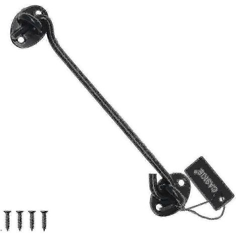 Crochets de porte et fenêtre en acier inoxydable épais avec œillets peuvent servir de crochets d’intimité, de butées de porte ou de crochets coupe-vent – Noir, 400 mm/16 pouces, 350 mm (1/5)