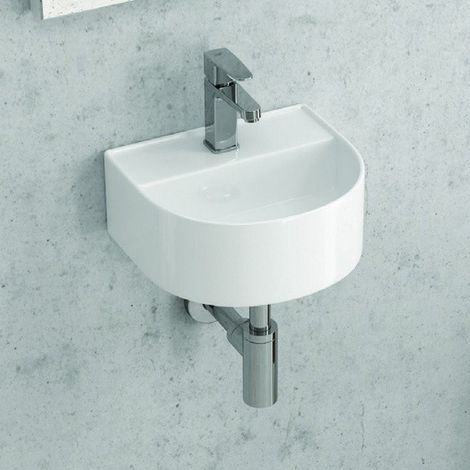 Lavabo Sospeso 32X29X H13 cm In Ceramica Con Foro Troppopieno (1/3)