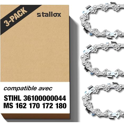 3 - Chaîne De Tronçonneuse - Accessoire De Coupe - Pas 3/8" Épaisseur 1,1 Mm 44 Maillons Pour Guide 30 Cm Compatible Stihl (1/5)