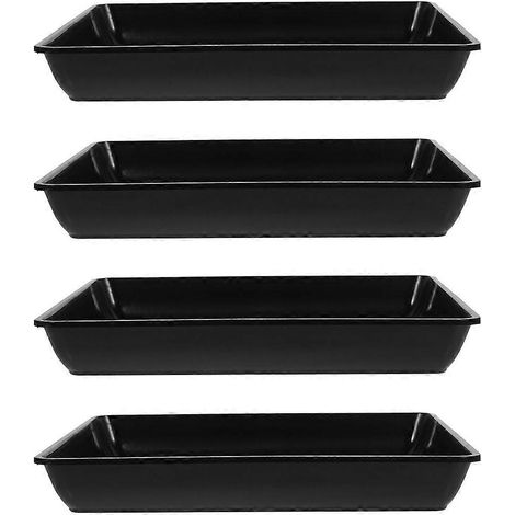 Lot de 4 soucoupes rectangulaires en plastique pour pots de fleurs, avec bacs de récupération d'eau. (1/4)