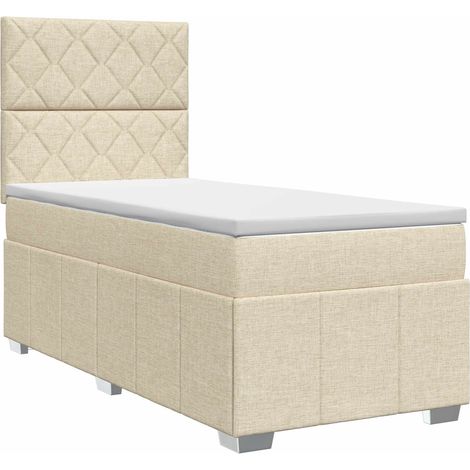 Lit boxspring avec matelas Crème 90 x 200 cm Tissu vidaXL (1/5)