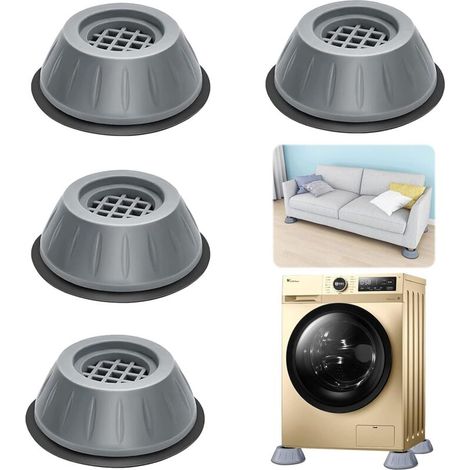 Patins Anti Vibration, 4 Pièces Pieds en Caoutchouc pour Machine à Laver Coussinets Pied de Machine à Laver Tampon Anti-vibration, pour machine à laver et sèche-linge