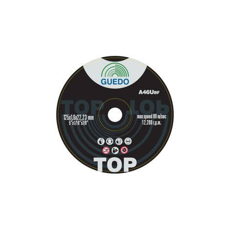 GUEDO 10 Disques à tronçonner acier/inox Ø125x1.6 A46U - ZFRGU330129 - 125 mm - x 10 - 1.6 mm - 22,23 mm