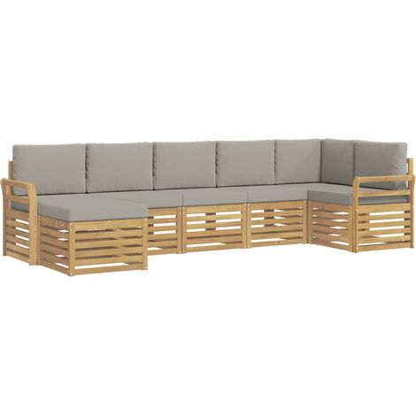 Ensemble de canapés d'extérieur 7 pc Blanc et gris clair vidaXL