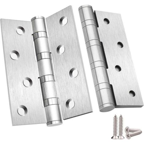 2 Pcs Charnières de Porte Pliables en Inox - Paumelle Épaisseur 3mm pour Portes Massives Intérieur (100x75mm, Argent) - (1/5)