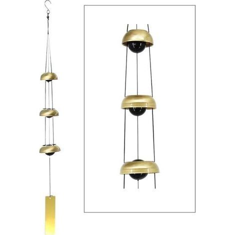 Wind Chime Feng Shui - 3 Copper Bells - Retro Style - Garden Decoration - Good Luck Charm
