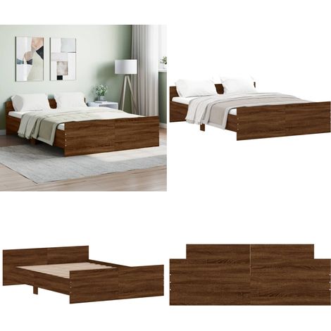 Cadre de lit sans matelas chêne marron 140x190 cm - Cadre De Lit - Lit Double - Lit En Bois - Lit Design - Literie - Home & Living (1/5)