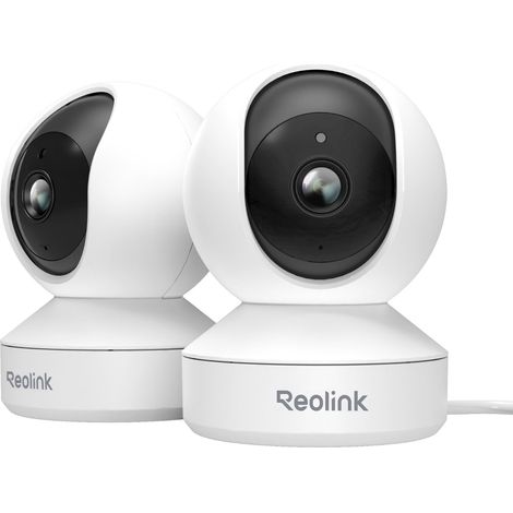 Reolink Caméra de Surveillance WiFi 3MP, Pan et Tilt, Moniteur sans fil pour Bébé Vision Nocturne et Audio Bidirectionnel, E1-2 pièces