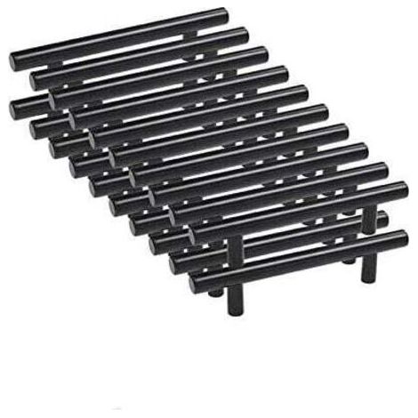 20pcs 96mm Acier Inoxydable T Barre Noir Cusine Poignée barre de porte d'Armoire avec Vis (1/4)