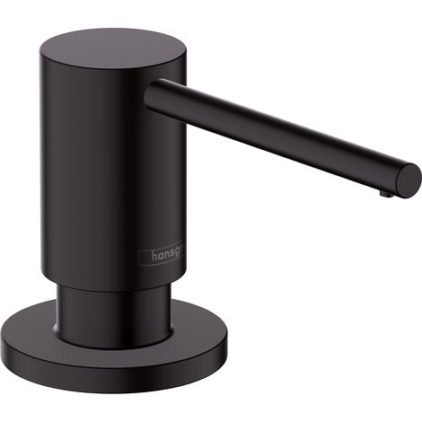 Hansgrohe – Distributeur de savon A41 500 ml – Installation facile sans outils – Métal noir mat – Conduit d'évacuation résistant à la corrosion