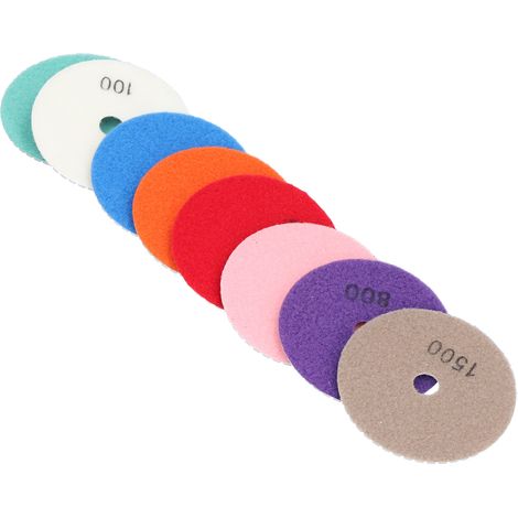 Kit de polissage pour béton comprenant 8 disques de polissage diamantés de 10 cm (4 pouces), 1 disque adhésif et 1 disque de polissage diamanté. (1/5)