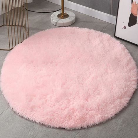 Tapis Rond - 140 cm - Rose - Polyester Shaggy - Pour Salon Chambre Salle À Manger - 1 Pièce (1/3)