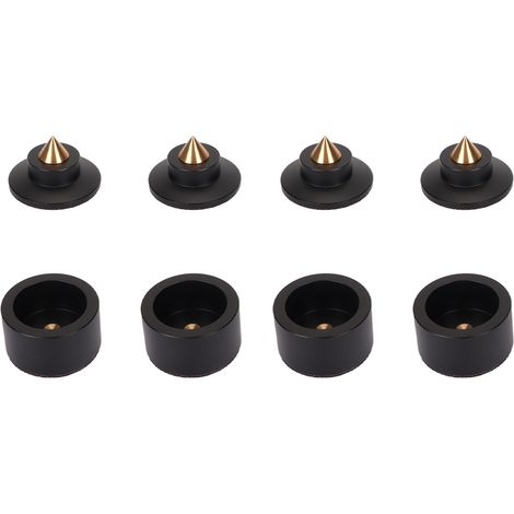 Lot de 4 pieds d'isolation pour enceintes HiFi, absorption des chocs professionnelle, pointes d'isolation pour platine vinyle, amplificateur, lecteur CD, enceintes HiFi, noir (1/5)