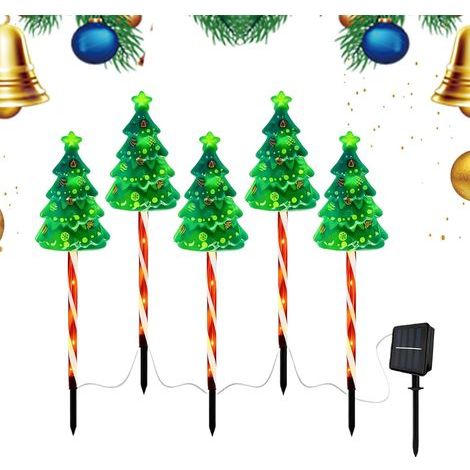 5 Pièces Decoration Noel Lampe Solaire Exterieur,Sapin de NoëL à énergie Solaire,Sapin de Noël Lampe Solaire Exterieure,Lampe Solaire Exterieure Sapin (1/5)