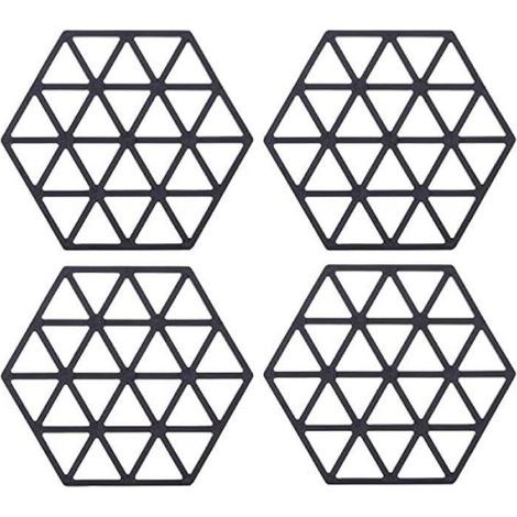 Un ensemble de 4 tapis de cuisine en silicone épais, résistants à la chaleur, multifonctionnels et antidérapants, à utiliser (1/5)