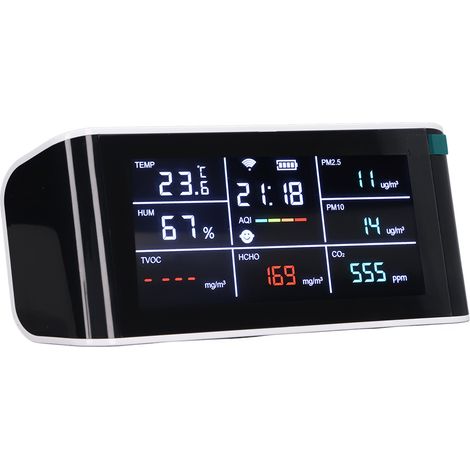 Moniteur de qualité d'air WiFi 9-en-1, détecteur CO2 portable multifonction pour caves à vin et maisons. (1/5)
