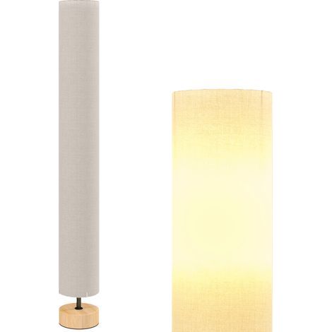 Stehlampe für das Wohnzimmer mit Leinenschirm, Fußschalter, 2 x E27-Fassung, 120 cm, beige (1/5)