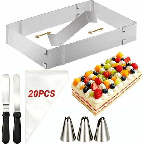 Rectangular Pastry Frame with Spatula, Piping Bag, Nozzles (1/5)