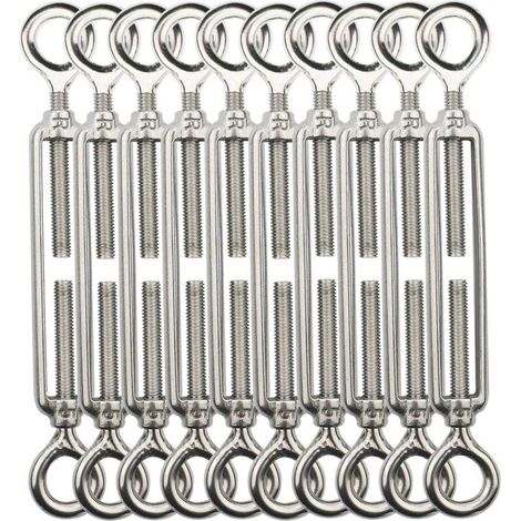 Tendeur Fil De Fer,M5 Tendeurs De Fil,Tendeur De Cable Crochet Et Crochet,Tendeurs De Cable En Acier Inoxydable 304,Utilisé Pour Cordes À Linge,Suspendre,Cable De Garde Corps -10 Pièces OO (1/5)