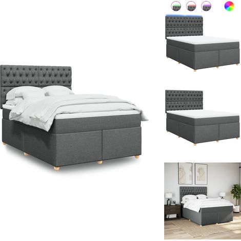 Sommier à lattes de lit avec matelas Gris foncé 160x200cm Tissu - Sommier À Lattes De Lit - Sommiers À Lattes De Lit - Lit - Meuble De Chambre À Coucher (1/5)