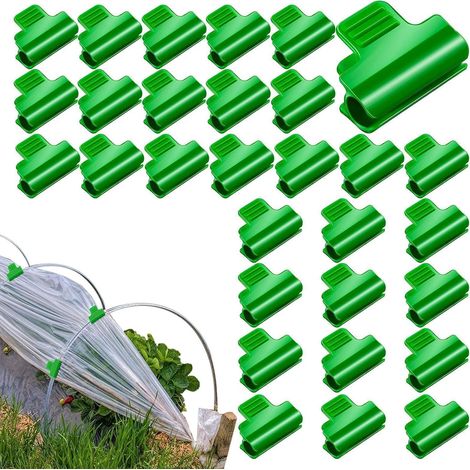 Clips para jardín - 30 clips para invernadero con diseño antideslizante, clips para túneles, cubiertas de malla, aros y rejillas para invernadero, clips multiusos (1/5)