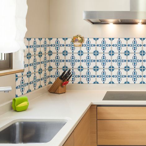 Stickers muraux - Sticker Mural Carrelage adhésif Cuisine Salle de Bain - 9 STICKERS CARRELAGES DELFT ALMERE - 9stickers10x10cm (1/5)
