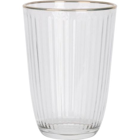 Gestreiftes Glas mit goldenem Rand, 395 ml