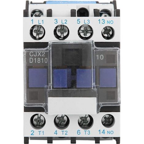 Contacteur AC CJX2-1810 Contacteur Électrique Industriel à 3 Pôles Bobine de Contacteur à Montage sur Rail CA 24/36/48/110/380V(380V AC) (1/5)