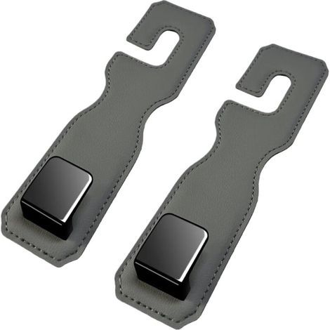 Ganci per auto, set di 2 ganci in pelle per schienali dei sedili auto, ganci per poggiatesta auto (grigio) (1/5)