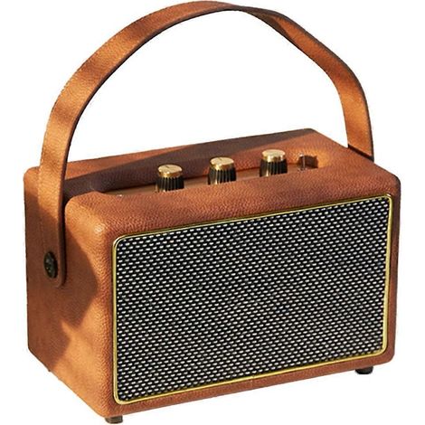 Enceintes Bluetooth portables sans fil professionnelles vintage, USB marron (1/5)