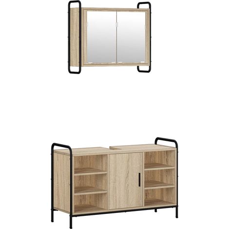 vidaXL Set di Armadi da Bagno 2 pz Rovere Sonoma 65,5 x 34 x 61