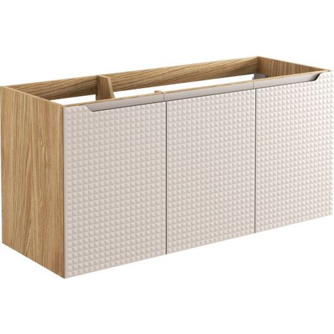 Ac-Deco – Meuble sous vasque 120 cm – H 57 x L 120 x P 46 cm – Corps en panneaux stratifiés 16mm – Façades en MDF 16mm – Gamme Splendor beige