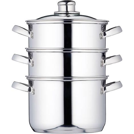 KitchenCraft Stainless Steel Three Tier 18cm Steamer (1/2)