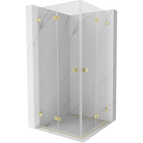 Mexen Lunar-F Duo cabina de ducha plegable 85 x 85 cm, transparente, dorado cepillado - 836-085L-085P-55-00 (1/5)