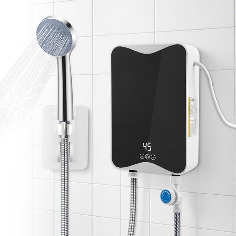 Chauffe eau électrique 5500 W 220 V avec indicateur de température LED,30 à 55 °C,mini chauffe eau électrique instantané,étanche IPX4 pour douche,salle de bain,cuisine (1/5)