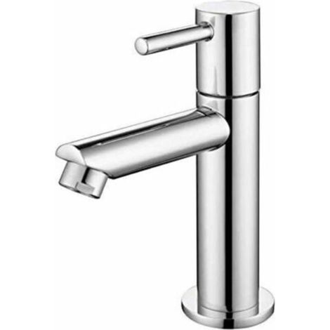 Robinet d'évier d'eau froide uniquement, mélangeur d'évier de surface durable en acier inoxydable argenté, robinet de lavabo pour toilettes invités, 270g (1/4)