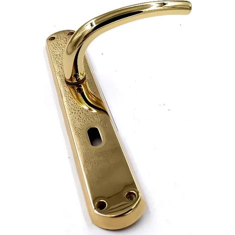 Coppia di maniglie per porta in ottone lucido verniciato con placca P70 Q8 - Modello Milena (1/3)