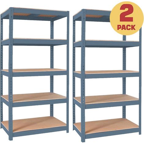 Set da 2 scaffali metallici 150x75x30 cm, cedro