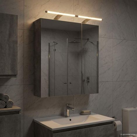 vidaXL  Bathroom Mirror Cabinet  Concrete Grey 60 x 14.5 x 70 cm