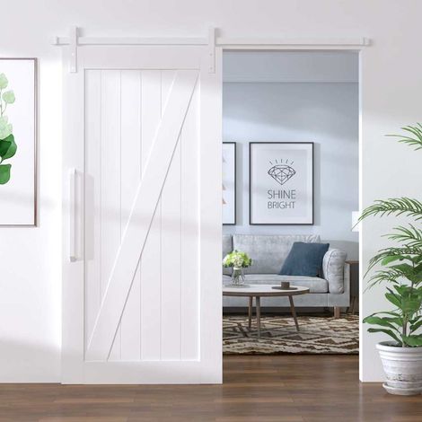 vidaXL Kit de quincaillerie de porte coulissante 200 cm Acier Blanc (1/5)