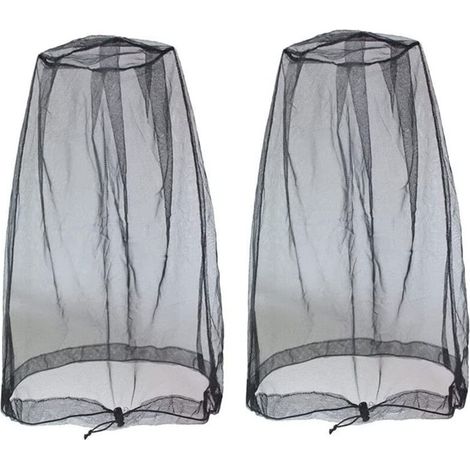 Anti-Moustique Chapeau Masque Filet de Tête de Moustique Anti-Insectes Chapeau Apiculture pour Pêche Camping Jungle Randonnée Équipement de Protection Extérieur,2 Pack(Noir)