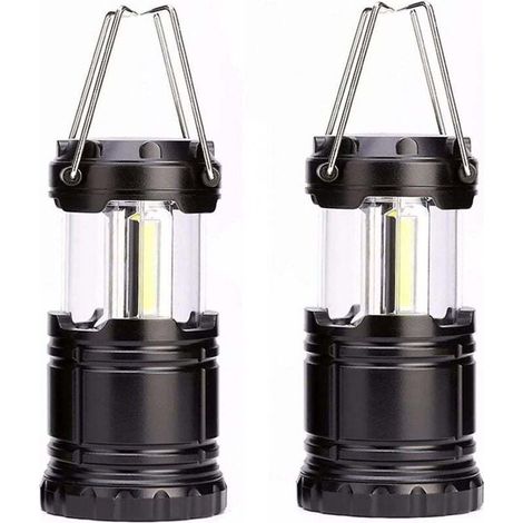 Paquet de 2 lanternes de camping à LED portables avec crochets pliants pour les ouragans, les urgences, les maisons, les hangars et plus encore (1/4)