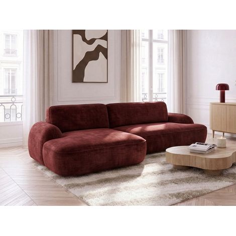 BOBOCHIC - Canapé d'angle convertible CELESTE tissu lisse Angle gauche Rouge (1/4)