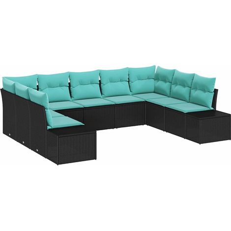 Garden Sofa Set 9 pcs Black Poly Rattan vidaXL (1/5)