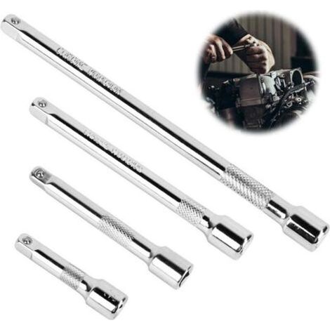 Steckschlüsselverlängerungsset mit 4 1/4-Zoll-Verlängerungen (50 mm, 75 mm, 100 mm, 150 mm), Ratschenverlängerung für manuelle/pneumatische Ratschenschlüssel (1/4)