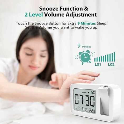 Ulisem Ceiling Projector Alarm Clock, Digital Alarm Clock with 180° Projection Indoor Thermometer, 4 Adjustable Brightness Levels, 12/24H Setting (Product SKU: 95007742 Offer SKU: 1213CTD26) (1/3)