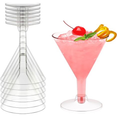 Verres à Vin Jetables Élégants en Plastique Rigide - EINNENFFER - Paquet de 6 - 20 cl - Idéal pour Cocktails, Mariages et Fêtes (1/5)