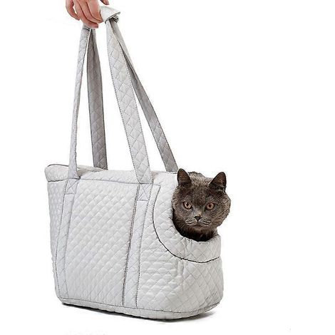Fhiny Haustiertragetasche für Katzen und kleine Hunde, mit Taschen, atmungsaktiv, weich und faltbar, ideal für Reisen mit Kätzchen, Welpen und Kaninchen. Grau. (1/5)